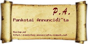 Pankotai Annunciáta névjegykártya